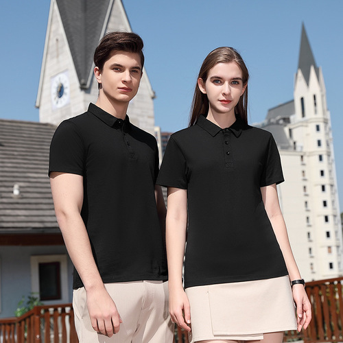 翻领polo衫工作服 休闲情侣装男女款纯色可定制logo刺绣厂家直供